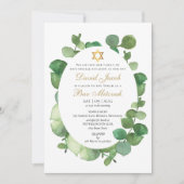 Waterverf Greenery Bar Mitzvah Bat Mitzvah Kaart (Voorkant)