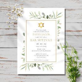 Waterverf Greenery Bar Mitzvah Bat Mitzvah Kaart
