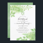 Waterverf Greenery Bat Mitzvah Kaart<br><div class="desc">De rendy greenery foliage bat mitzvah uitnodiging met elegante handschrift typografie die wordt ontworpen om snel en gemakkelijk aan uw gebeurtenisspecificaties worden aangepast.</div>