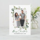 Waterverf Greenery Berries Calligrafie Green Ink Feestdagenkaart (Staand voorkant)