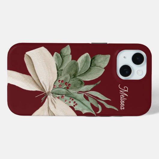 Waterverf Greenery & Berries gepersonaliseerd Case-Mate iPhone Case (Achterkant (horizontaal))