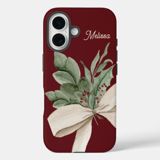 Waterverf Greenery & Berries gepersonaliseerd Case-Mate iPhone Case (Achterkant)