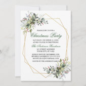 Waterverf Greenery Berries Gold kerstfeest Kaart (Voorkant)