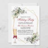 Waterverf Greenery Berries Holiday Party Glass Kaart (Voorkant)