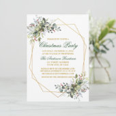 Waterverf Greenery Berries kerstgroen goud Kaart (Staand voorkant)