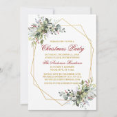 Waterverf Greenery Berries kerstrood goud Kaart (Voorkant)