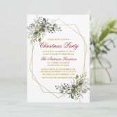 Waterverf Greenery Berries kerstrood goud Kaart (Staand voorkant)