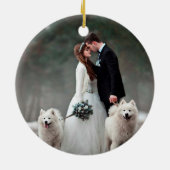 Waterverf Greenery Berries Wedding Foto Green Keramisch Ornament (Achterkant)