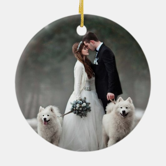 Waterverf Greenery Berries Wedding Foto Green Keramisch Ornament (Achterkant)