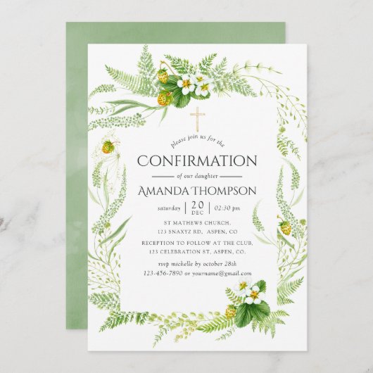 Waterverf Greenery-bevestiging Kaart (Voorkant / Achterkant)