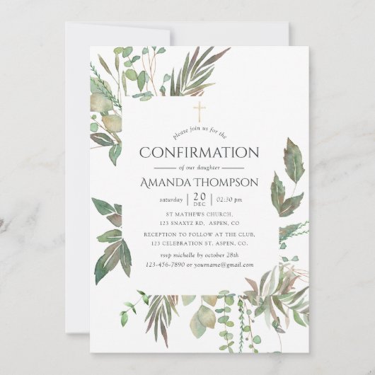 Waterverf Greenery-bevestiging Kaart (Voorkant)