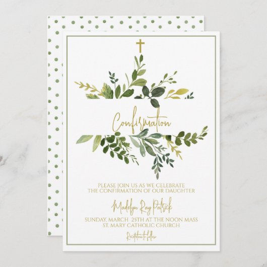 Waterverf Greenery-bevestiging Kaart (Voorkant / Achterkant)