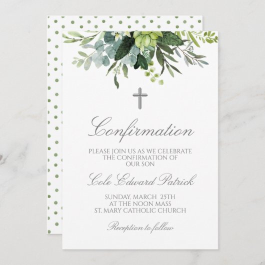 Waterverf Greenery-bevestiging Kaart (Voorkant / Achterkant)