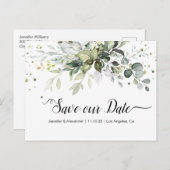 Waterverf Greenery Bewaar de datum Briefkaart (Voorkant / Achterkant)