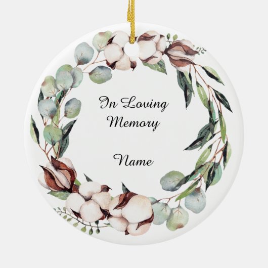 Waterverf Greenery Bird Wreath Memorial Keepomwill Keramisch Ornament (Achterkant)