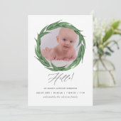 Waterverf Greenery Birth Announding Foto Card Aankondiging (Staand voorkant)
