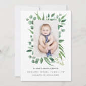 Waterverf Greenery Birth Announding Foto Card Aankondiging (Voorkant)