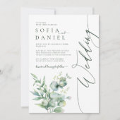 Waterverf Greenery Bloemen Winter Huwelijksfeest Kaart (Voorkant)