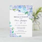 Waterverf Greenery Blue Hydrangea Bridal Luncheon Kaart (Staand voorkant)