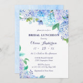 Waterverf Greenery Blue Hydrangea Bridal Luncheon Kaart (Voorkant / Achterkant)