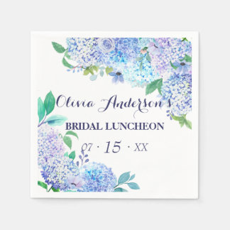 Waterverf Greenery Blue Hydrangea Bridal Luncheon Servet