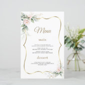 Waterverf Greenery Blush Flowers Gold Wedding (Staand voorkant)