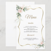 Waterverf Greenery Blush Flowers Gold Wedding (Voorkant / Achterkant)