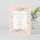 Waterverf Greenery Blush Pink Bridal Tea Party Kaart (Staand voorkant)