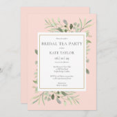 Waterverf Greenery Blush Pink Bridal Tea Party Kaart (Voorkant / Achterkant)