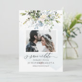 Waterverf Greenery Blush Pink Dusty Blue Kaart (Staand voorkant)