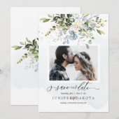 Waterverf Greenery Blush Pink Dusty Blue Kaart (Voorkant / Achterkant)