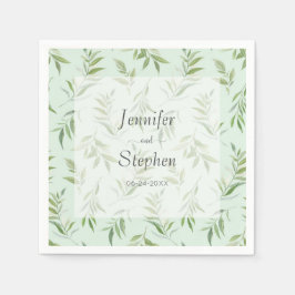 Waterverf Greenery Botanical Bleek Green Wedding Servet