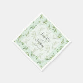 Waterverf Greenery Botanical Bleek Green Wedding Servet (Hoek)