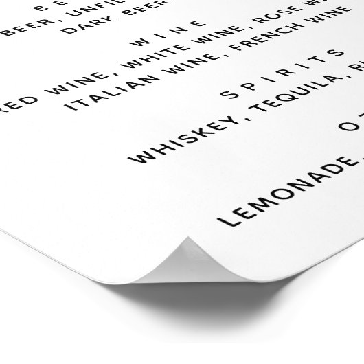 Waterverf greenery botanical bruiloft drink bar poster (Hoek)