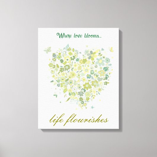 Waterverf Greenery Botanical Floral Heart Canvas Afdruk (Voorkant)