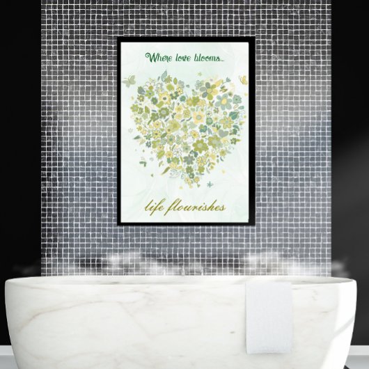 Waterverf Greenery Botanical Floral Heart Poster