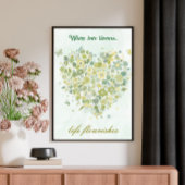 Waterverf Greenery Botanical Floral Heart Poster