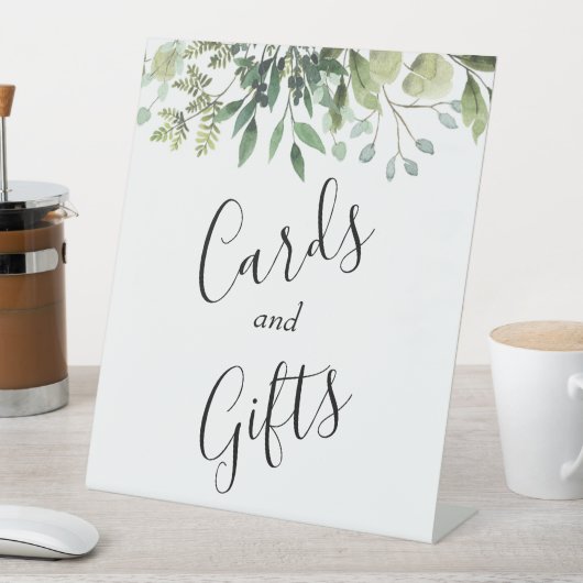 Waterverf Greenery Botanische Huwelijkscadeaus Reclamebord Met Voetstuk (Insitu)