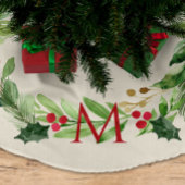 Waterverf Greenery Botanische Krans w / Monogram Kerstboom Rok