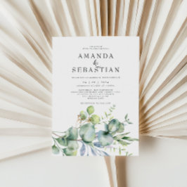 Waterverf Greenery Bouquet Winter Wedding Party Kaart