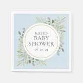 Waterverf Greenery Boy Blue Baby shower Napkins Servet (Voorkant)