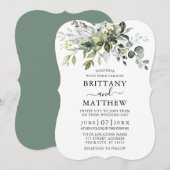Waterverf Greenery Bracket Sage Green Wedding Kaart (Voorkant / Achterkant)
