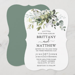 Waterverf Greenery Bracket Sage Green Wedding Kaart