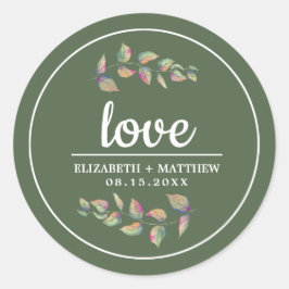 Waterverf Greenery Branches Green Wedding Ronde Sticker