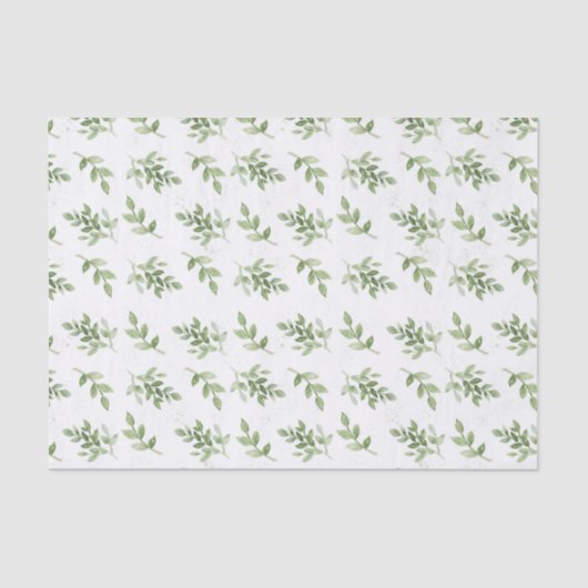 Waterverf Greenery Branches Patroon Tissuepapier (Voorkant)