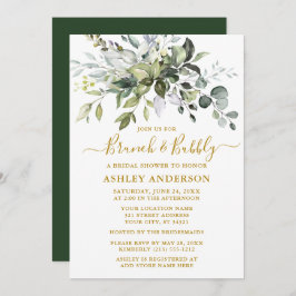 Waterverf Greenery Bridal Brunch Bubble Gold Kaart