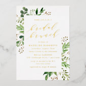Waterverf Greenery Bridal Brunch Folie Uitnodiging (Voorkant)