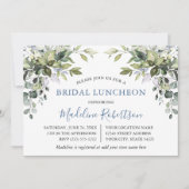 Waterverf Greenery Bridal Luncheon Dusty Blue Kaart (Voorkant)