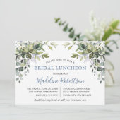Waterverf Greenery Bridal Luncheon Dusty Blue Kaart (Staand voorkant)