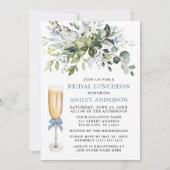 Waterverf Greenery Bridal Luncheon Dusty Blue Kaart (Voorkant)